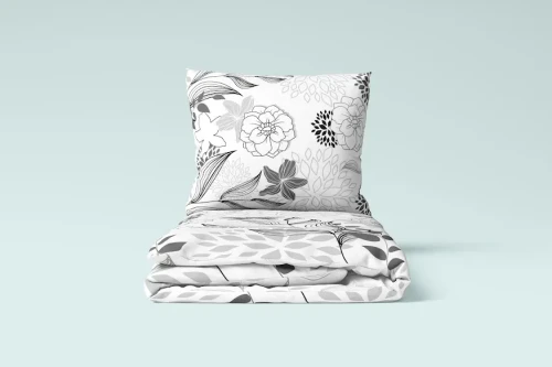 Pościel w szare kwiaty bawełna 160x200