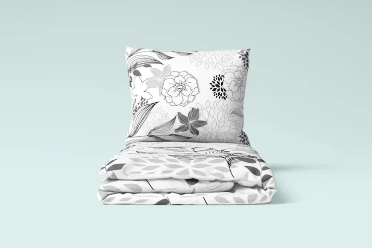 Pościel w szare kwiaty bawełna 160x200