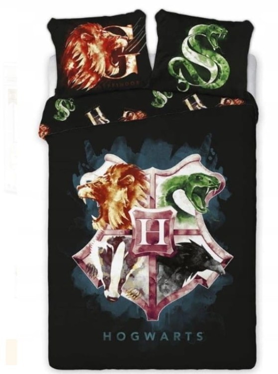Komplet pościeli Harry Potter 160x200+1x70x80 domy.jpg