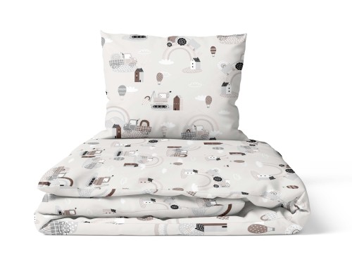 Pościel_dziecięca_140x200 koparki_tęcza_bawełna_budowa.jpeg